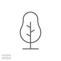 Tree icon. Simple outline style. Pine, fir, park tree, nature, forest concept. Thin line symbol. Vector illustration isolated. Editable stroke.