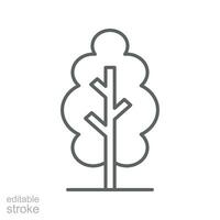 Tree icon. Simple outline style. Single tree, leaf, forest, nature concept. Thin line symbol. Vector illustration isolated. Editable stroke.