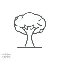 Tree icon. Simple outline style. Single tree, leaf, forest, nature concept. Thin line symbol. Vector illustration isolated. Editable stroke.