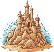 Cartoon beach sandcastle AI Generative png