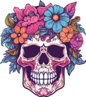 Floral skull Illustration AI Generative png