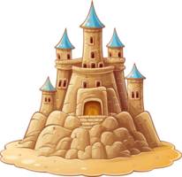 Cartoon beach sandcastle AI Generative png