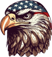 Eagle With Usa Flag Illustration AI Generative png
