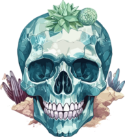 Cactus Skull Illustration AI Generative png