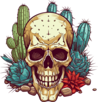 Kaktus Schädel Illustration ai generativ png