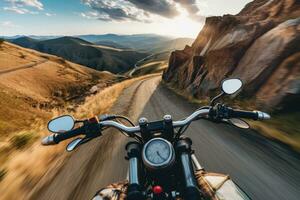 motorista en motocicleta, ai generado foto