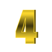 Gold Number 4 with transparent background. png