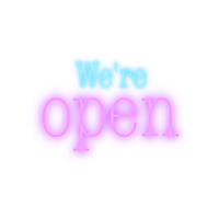 Neon we're open with tranparent background. png