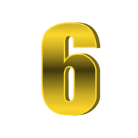 Gold Number 6 with transparent background. png
