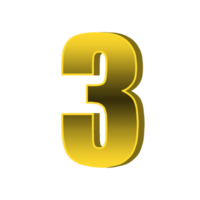 Gold Number 3 with transparent background. png