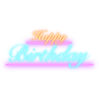 Neon happy birthday with tranparent background. png