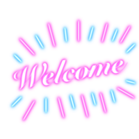 Neon welcome with tranparent background. png