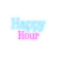 Neon happy hour with tranparent background. png
