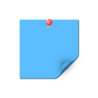 Light Blue Sticky Note and pin with transparent background. png