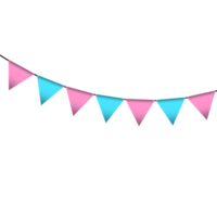 Pink and light blue colour bunting pennants image with transparent background. png