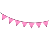 Pink colour bunting pennants image with transparent background. png