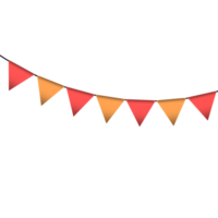 red and orange colour bunting pennants image with transparent background. png