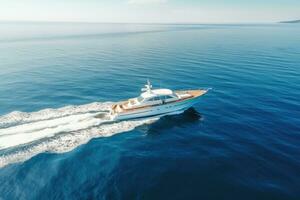 aerial view of beautiful yacht in blue sea, AI Generated photo