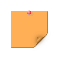 Orange Sticky Note and pin with transparent background. png