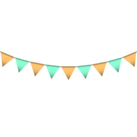 Light blue and yellow colour bunting pennants image with transparent background. png