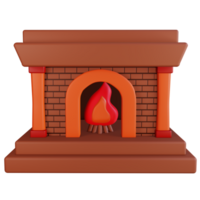 PNG file of 3D heating with a burning campfire in winter