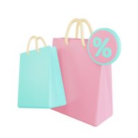 PNG file of 3d rendering object of shopping bag with transparent background