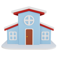 PNG file of 3D rendering of the house covered in snow in winter