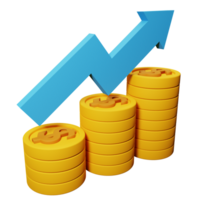 png fichier de 3d croissance Stock graphique avec pièces de monnaie investir icône