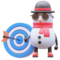 3d bonhomme de neige personnage avec cible png