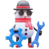 3d boneco de neve personagem manutenção png