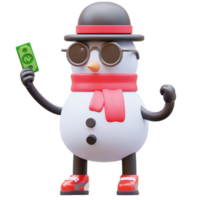 3d bonhomme de neige personnage avoir argent png