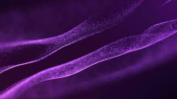 abstrato roxa ondas a partir de brilhando partículas e linhas futurista oi-tech fundo video