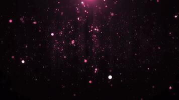 4K bokeh in magical motion design style on black background. Glitter coloring particles abstract background flickering particles with bokeh effect. Pink particles sparks background. video