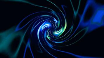 Abstract background 4k. Bright swirl on black background. The concept of space - time. Cold blue color. 3d animation. video