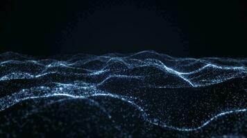ondas brilhantes azuis abstratas de partículas e pontos energia mágica futurista de alta tecnologia, fundo abstrato. vídeo 4k, design de movimento video