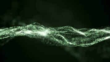 4K bokeh in magical motion design style on black background. Animated footage. Green particles abstract background with bokeh effect. 3D Rendering. video
