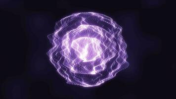Esfera de energía abstracta redonda planeta estrella futurista cósmica púrpura hermosa magia brillante sobre fondo negro. fondo abstracto. video en alta calidad 4k, diseño de movimiento