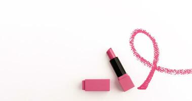 Lipstick Drawn as a Cancer Ribbon Shape photo