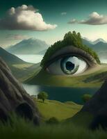 landscape with eyes illustration photo