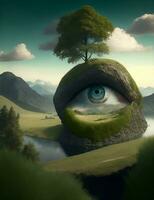 landscape with eyes illustration photo