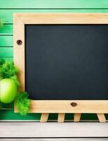 blackboard with background and wooden floor illustration photo