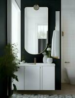 stylish mirror in bathroom illustration photo