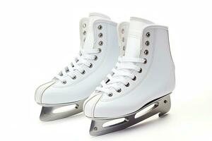 Pair of Figure Ice Skates on White Background. Generative AI photo