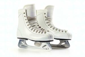 Pair of Figure Ice Skates on White Background. Generative AI photo