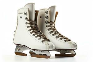 Pair of Figure Ice Skates on White Background. Generative AI photo