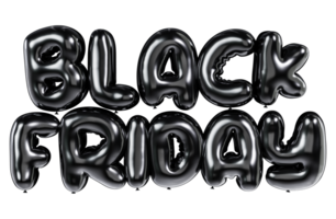 Black Friday. Black letters in balloon style. Front view. 3D letters png