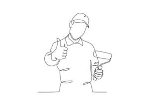 A man holding painting equipment vector