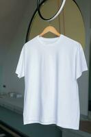 Mock-up white T-shirt with short sleeves photo