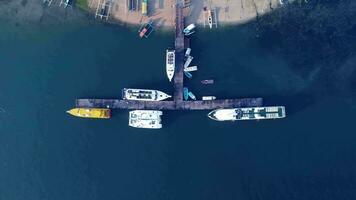 Harbor And Boats Landscape View From Top Video