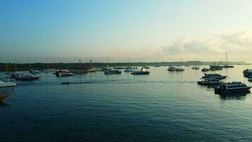 Boats In The Water Drone Shot video